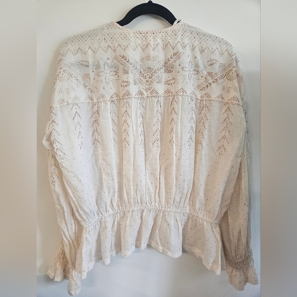 Free People Counting Stars Peasant Blouse Boho Size S - Picture 7 of 14